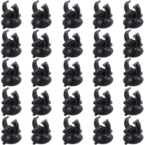 25 Pieces Aquarium Suction Cup Tube Holder, Aquarium Suction Cup Holder, Aquarium Sucker Fish Tank Suction Cup Clip Black PVC Plastic (1/5)