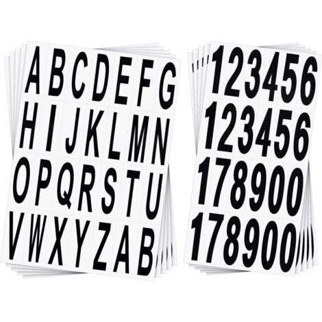 10 Sheets Mailbox Letter Number Stickers Black Vinyl Alphabet Number Decals for House Apartment Address Window Door Car Truck (1/5)