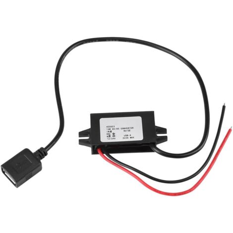 DC-DC Step Down Adapter 12V/24V to USB 5V 3A Converter Waterproof Cable Converters