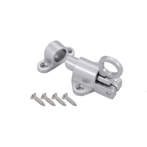 Sliding Door Lock, 1pc Silver Gray Aluminum Alloy Lock Latch, Small Thick Spring Loaded Latch for Bathroom Door