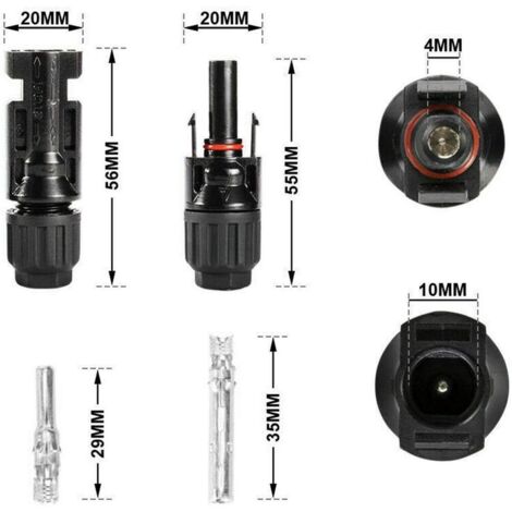 Pv Module Connector 20 Pairs Solar Photovoltaic Connector, Male/Female PV Connector, Double ...