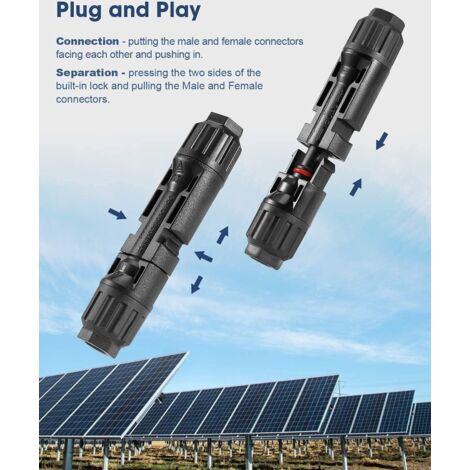 Solar Pool Connector 20 Pairs Solar Photovoltaic Connector, Male/Female PV Connector, Double ...