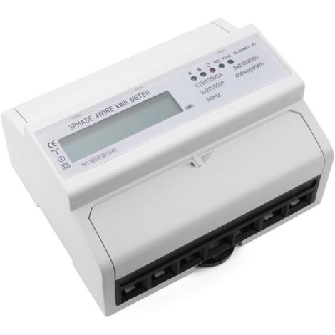 LCD Energy Meter KWH 7 Digits 3x20 (80) A 3x230 / 400V 50Hz Three-Phase Four-Wire Din Rail KWH Watt Hour Din Rail
