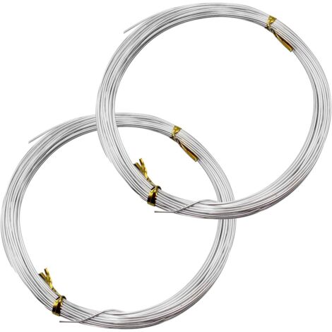 2 Rolls 1mm Aluminum Wire Flexible Metal Wire Iron Wire Suitable for Craft Production of Bracelets, Necklaces, Beads etc (Silver White)