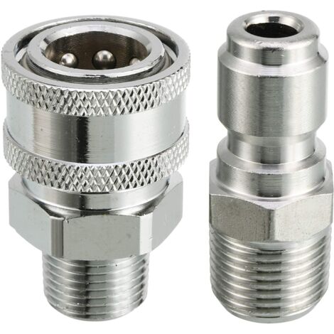 Pressure Washer Quick Connect Adapter Kit, 9.5mm Male Thread, 5000 PSI 3/8'' Quick Connect Kit -Male (1/5)
