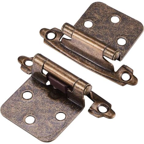 1 Pair Cabinet Hinges with Screws, Self-Closing, Decorative, Front Mount for Variable Kitchen Wall Cabinet Doors (Antique Bronze)