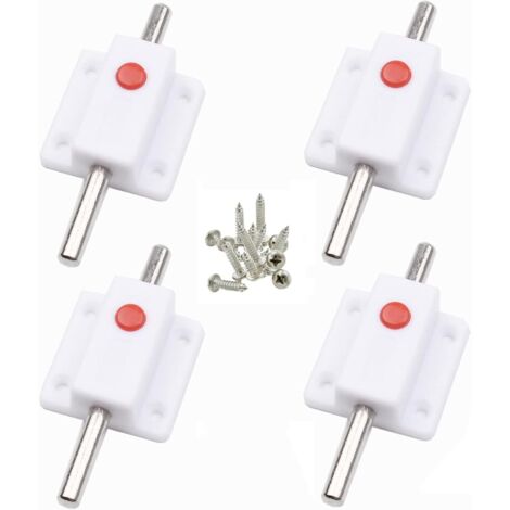 4 Pcs Door Bolt Lock, Automatic Spring Loaded Button Security Latch, Interior and Exterior Door Latches for Cupboard, Windows, Cabinets, Bedroom, Kitchen (White) (1/5)