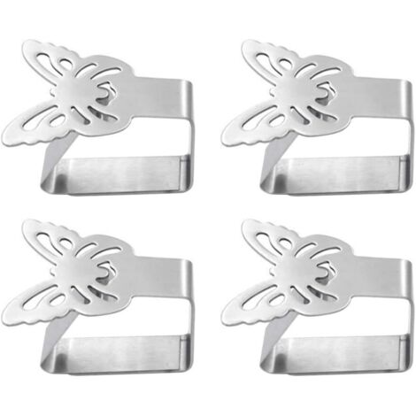 4 Pack Stainless Steel Tablecloth Clips for Tablecloth, Tablecloth, Tablecloth Clips (Butterfly), Anti-Rust Steel, Silver 1, 6.5 5 (1/5)
