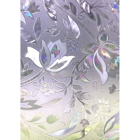 Window Film Electrostatic Film Privacy Protection Anti-UV Decorative Window Film Anti-Peep Blackout with Tulip Flowers Pattern for Glass and Glazing 44.5 cm × 200 cm NPTERBL