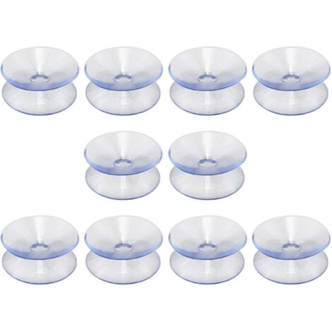 10 Pcs Double Sided Silicone Rubber Suction Cups for Table Top - Clear Suction Cup Without Hooks - Compatible with Glass Top - Size: 35mm