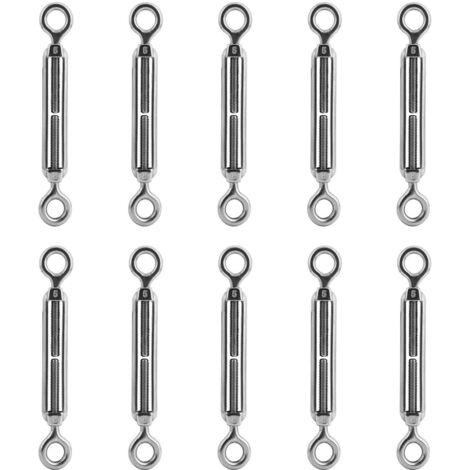 Yinpecly M5 304 Stainless Steel Hook & Eye Turnbuckle Heavy Duty Wire Rope Tension For Tighten Rope, Silver Tone 10Pcs - View #10