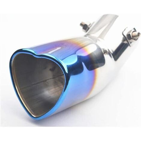 Exhaust Pipe Muffler Car Exhaust Muffler Tip Universal Stainless Steel Exhaust Pipe Chrome Silver Heart Shape Tail Throat (Color : Blue) (1/5)