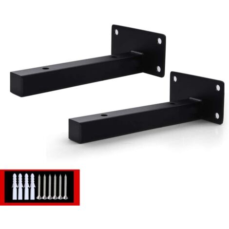 2Pcs Heavy Duty Floating Shelf Bracket, Concealed Hardware Support Wall Mount, Metal Shelf Bracket, Stainless Steel, Black(150mm)