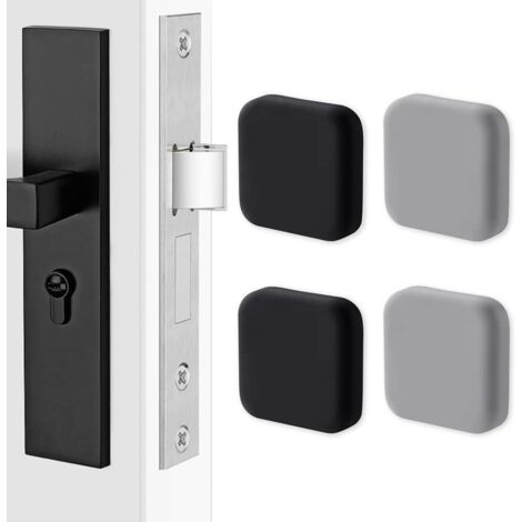 4 Pcs Silicone Door Handle Protectors Square Wall Protectors. Silent Wall Protector for Handles, Buffer Door Stopper (Black x2, Gray x2) (1/5)