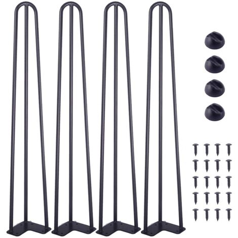 22" Hairpin Table Legs, 4 PC Hairpin Table Legs Set, Steel Hairpin Legs with 3 Heavy Duty Rods, Black Furniture Legs for Tabletop Creation (1/5)