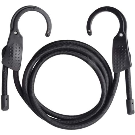 Steel Bungee Hook Extra Wide Opening, Luggage Bungee Cords with Carabiner, Black (1/5)