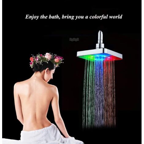 LED Shower Head Top Spray, 3 Color Changing Shower Head with Water ...