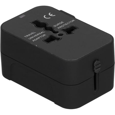 USB Travel Adapter, Smart Charging Portable Power Converter Socket for Household Travel Plug Converter(Black) (1/5)
