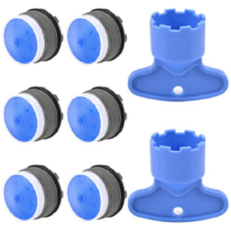 6pcs M18.5 Aerator, Kitchen Bathroom Nozzle, Plastic Sink Faucet Aerator for Water Saving with 2 Wrenches, Blue (1/5)