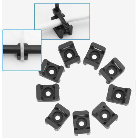 150PCS Black Cable Tie Mounts 23mmx16mm Saddle Type Cable Base Holder