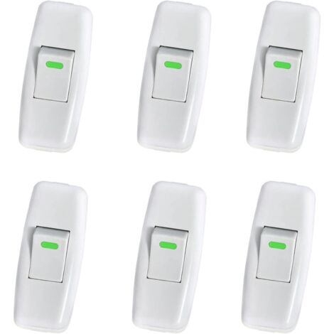Lamp Switch, Torpedo Switch, Inline Cord Switch, Bedside Lamp Switch, Inline Rocker Switch for Bedside Table Lamp On/Off Button Replacement, 6 Pack (1/5)