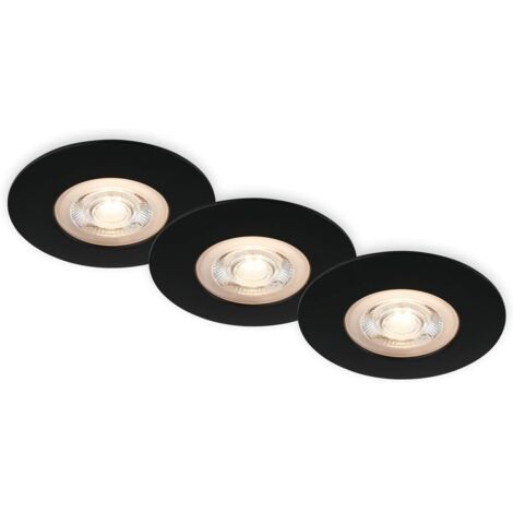 Set of 3 LED recessed ceiling lights, ultra-flat recessed lights, bathroom recessed spotlights, IP65 bathroom recessed spotlights, matt black, 90x25 mm (DxH) (1/5)
