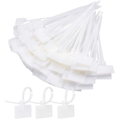 250Pcs Cable Management with Labels White Plastic Cable Ties Cable Labels Cable Ties for School Garden Office Wall Car (1/5)