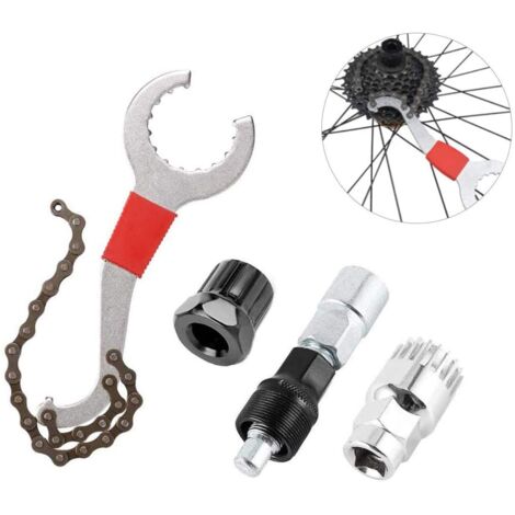 Bicycle Derailleur Cassette Removal Tool Kit Multi-function Repair Kit With Chain Whip 5-11 Speed Compatible Tools for Crank, Chain, Axle Removal (1/5)