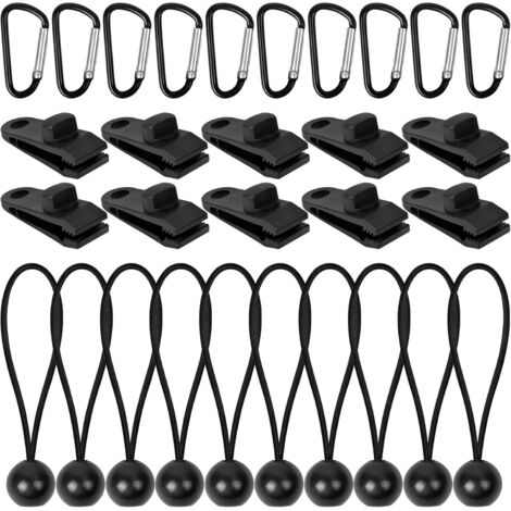 10 Pieces Black Tarp Clips Heavy Duty Reusable Tarp Clamps Tent Clip Pool Clamp Elastic Tarp Trailer Accessory for Camping Tarps Caravan Garden Shade Cloth (1/5)