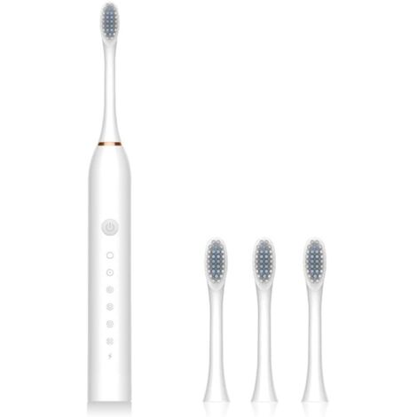 Electric Toothbrush Portable IPX7 Waterproof Rechargeable 6 Speed Toothbrush Home Bathroom Cleaning Device, White