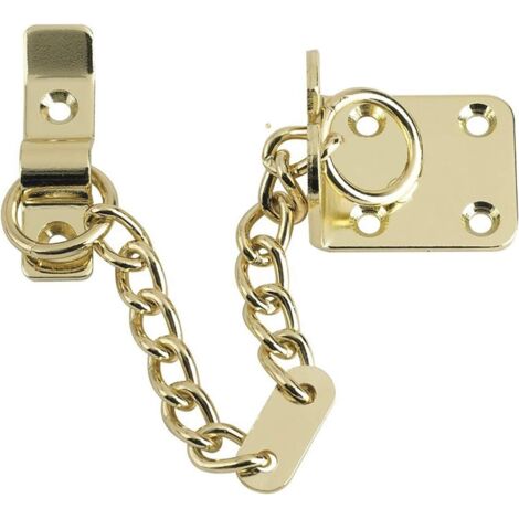 Polished brass door chain, external and internal door restrictor for