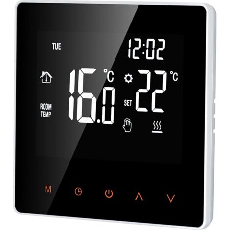 16A Digital Thermostat - LCD Display - Touch Screen - Programmable - for Home, School, Office, Hotel, White