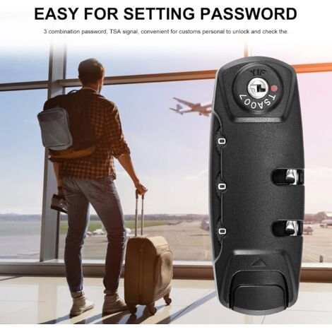 3 Digit Number Combination TSA Padlock Suitcase Luggage Travel Bag ...