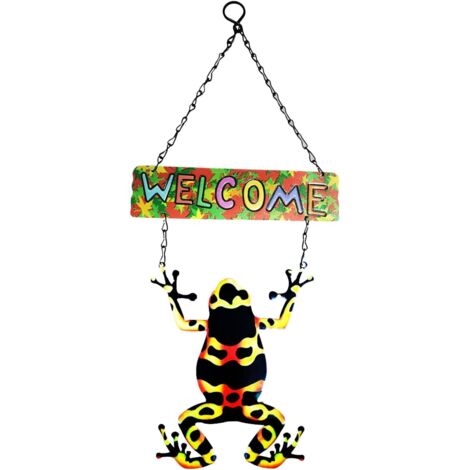 Wrought Iron Card Wall Hanging Decoration Welcome Home Frogs Gardening Hanging Shape Hanging Iron Outdoor Kids Swing with Frame (1/5)