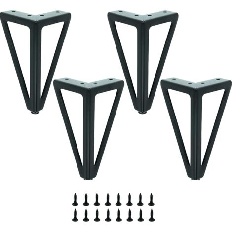 Set of 4 Black Metal Table Legs - Interchangeable Furniture Legs - for Coffee Table/TV/Sofa/Bed and Other Furniture Legs - with screws.(15cm)