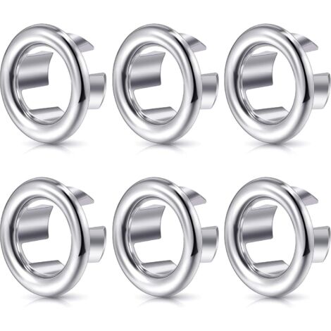 Sink Overflow Ring Round Sink Hole Overflow Cover Basin Trim Overflow Drain Plug Cover Replacement Parts Inserted into Hole (6 Pieces)