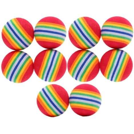 Premium Quality 10 Pcs Cat Ball Toy Pet Kitten Dog Colorful Rainbow Animal Toys Kitten Activity Chase Play Multicolor Soft Foam for Cat Entertainment Training