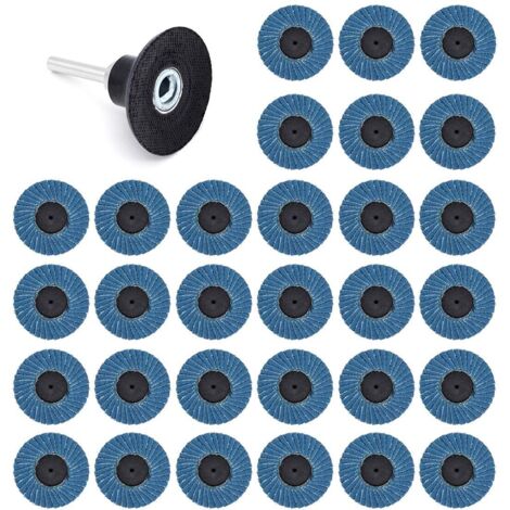 31 Pcs 2 Inch 50mm Sanding Discs Flap Discs 40Grit 60Grit 80Grit (Blue) (1/5)