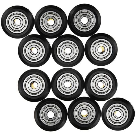 12pcs 3D Printer Model Pulley POM V-Groove Pulley Plastic Model Ball Bearing V-Bearing Passive Pulley 3D Printer Roller, CR-10, CR-10S