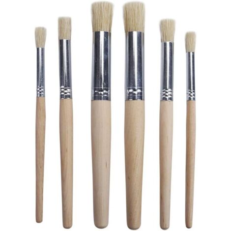 bristle brushes professional paint brush wooden handle brushes for oil acrylic watercolor painting 6pcs