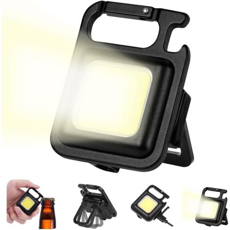 COB Rechargeable Work Light, 500 Lumen Mini Portable Camping Light, Keychain Waterproof Flashlight, with Bottle Opener, Magnetic Base, for Camping/Emergency/Repair (1/5)