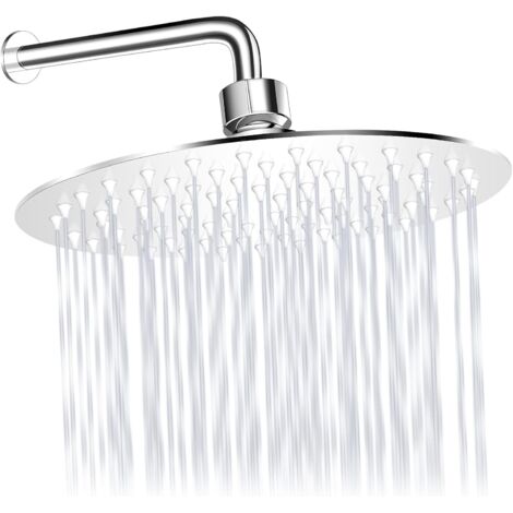 Rainfall Shower Head, 20cm Round 304 Stainless Steel Shower Head with Anti-blocking Silica Gel (1/5)