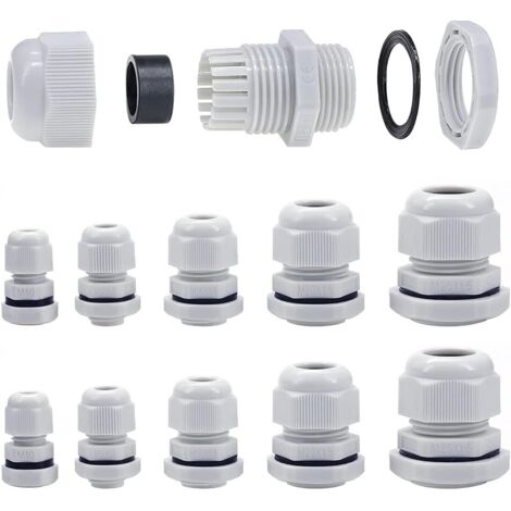 M10-M25 Cable Glands 10mm-25mm Stacking Cable Glands with Lock Nut and Washer (M10-M25 40pcs)