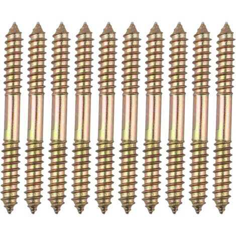 10 Furniture Fixing Bolts Dowel - M8 x 80MM Double Ended Head - Wood to Wood