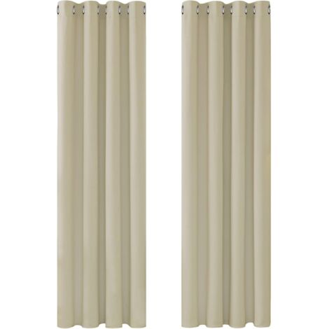 Thermal Insulated Blackout Curtains, Curtains for Living Room and Bedroom, Modern Design with Eyelets, 132x160 CM (Width x Height), Dark Beige, 2 Pieces