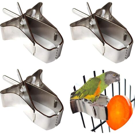 Bird Feeder for Parrots, 3 Pcs Stainless Steel Bird Fruit Holder Bird Feeder for Bird Cage Vegetable Feeder Small Animals Clips for Birds (1/5)