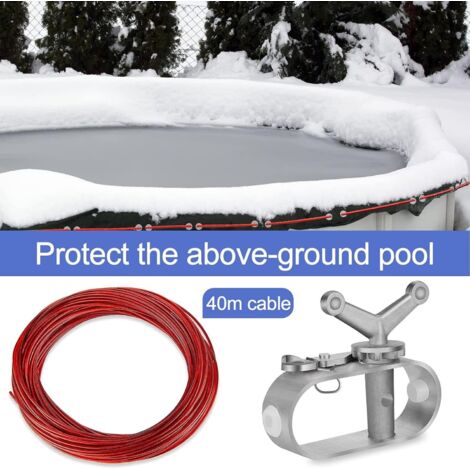 Pool Cover Rope Guide Pool Cover Tightening Rope, Pool Cover Cable and Winch Kit, 130ft Red ...