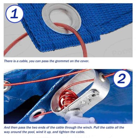 Pool Cover Rope Guide Pool Cover Tightening Rope, Pool Cover Cable and Winch Kit, 130ft Red ...