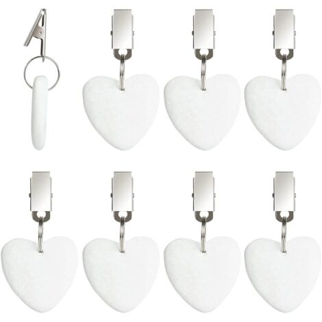 8Pcs Tablecloth Weights with Clips, Marble Tablecloth Clips Tablecloth Weights with Clips Decorative Tablecloth Weights Tablecloth Weights Kit for Picnic Party Kitchen Restaurant (White)
