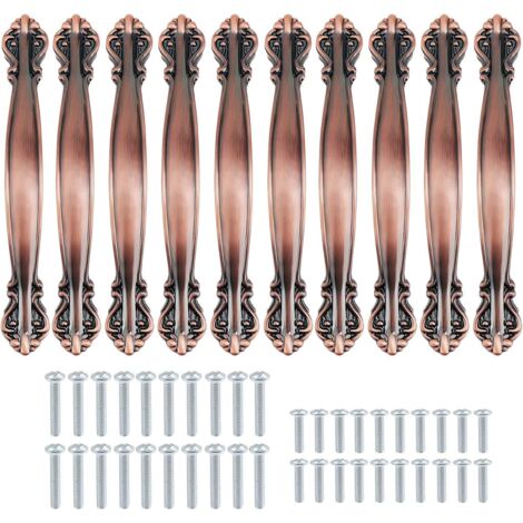 10 Pack Vintage Cabinet Handles Antique Arc Shape - 14.5cm Long Furniture Door Handles,Vintage Furniture Handle, Vintage Furniture Door Handle, Vintage Door Handle (96mm Hole Center to Hole Center) - (1/5)